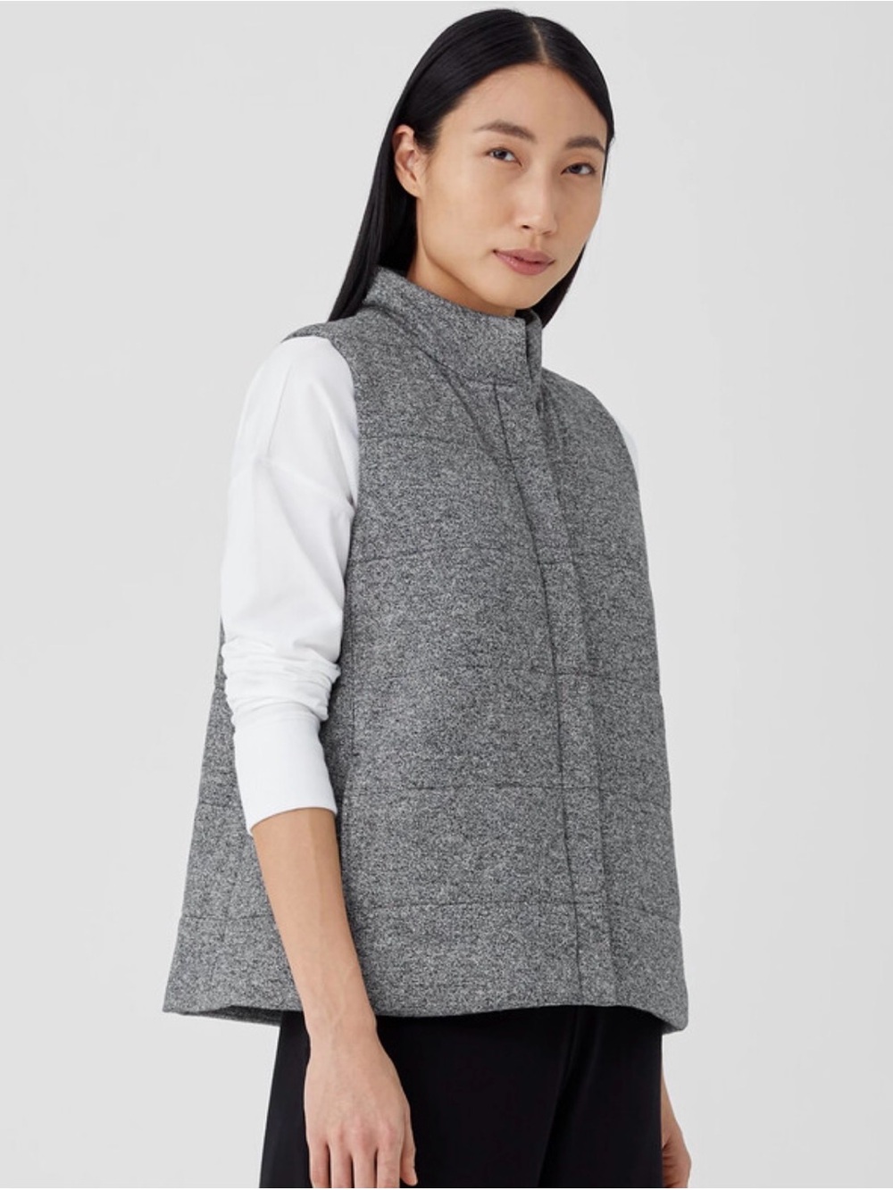 Eileen Fisher Organic Cotton Hemp Vest in Grey Ash Size XL